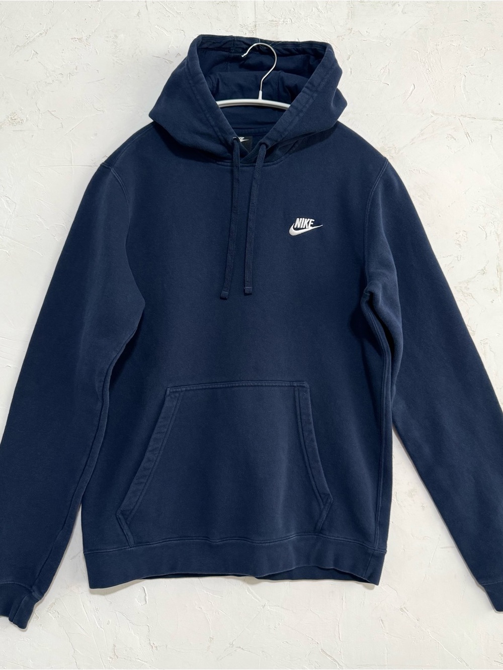 Nike Navy Blue Pullover Hoodie with White Swoosh M